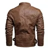 Mäns jackor 2023 MENS LÄDER JACKE Vintage Coat Män står krage Militär bombplan Male Chaqueta Hombre Warm Fleece Jaqueta Masculino