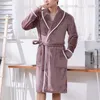 Men's Sleepwear Trendy Nightgown Fleece Home Wear After Bathing Cardigan Men Bathrobe