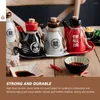 Ensembles de vaisselle Bouteille de sauce de soja en céramique Pot d'assaisonnement Distributeur de pompe à sirop de café Condiment Conteneur Pot de vinaigre d'huile de style japonais