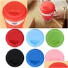 Drinkware Lid Solid Color Sile Cup 9.5Cm Anti Dust Spilling Variety Of Household Coffee Milk Cups Sealing Lids Drop Delivery Home Ga Dhvhw