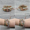 Perline Strand Joursneige Boho Bracciali Ocean Natural Stone Color Crystal Retro Leather Wrap Handmade Bohemian Jewelry Drop Delivery Dh46M