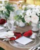 Table Napkin 4pcs Rose Flower Red White Background Square 50cm Wedding Decoration Cloth Kitchen Dinner Serving Napkins