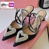 Mach Dress Shoes women sandals high heel stiletto heels party leather summer wedding dance sandal womens shoe 80 Triple Heart Satin Heels Bow Crystal-embellished