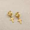 Bengelen oorbellen vintage gotische slot hart piercing druppel voor vrouwen mannen punk goud kleur roestvrijstalen kruisbal hangerse sieraden