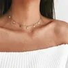 Pendant Necklaces New Double Layer Necklace For Women Imitation Pearl Crystal Heart Pendant Chokers Necklaces Girls Gift Bohemia Cheap Jewelry AA230526