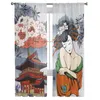 Vorhang Japanische Geisha Tüll Vorhänge für Wohnzimmer Schlafzimmer Dekor Chiffon Sheer Voile Küche Fenster