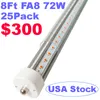 LED Tube Light Bulb 8FT Double Row LEDs,T8 72W Single Pin FA8 Base Led Shop Lights 250W Fluorescent Lamp Replacement Dual-Ended Power, Cool White 6500K crestech