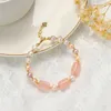 Link Armbanden Gold Winding Pink Crystal Bucket Freshwater Pearl Bracelet Lucky Transfer and In Love DIY Multi-Treasure Jewelry for Women