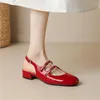 Sandali 2023 Summer Split Leather Toe Toe Women French Retro Shoes Cover per Mary Jane