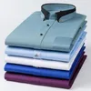 Men's Dress Shirts In Shirt Elastic Long-sleeve For Men Slim Fit Formal Doble Collar Vintage Office Clothes