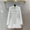 Kvinnors t-shirt designer märke 2023 hösten ny college stil polo krage vit långärmad kort slips skjorta topp för pendling, ålder reducering, mångsidig n8qf