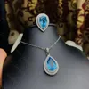 Bagues de grappe Topaze bleue naturelle Bague Pendentif 925 Argent Femmes Super Brillant Atmosphère De Luxe Banquet Bijoux Essentiels