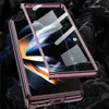 Luxury Magnetic Hinge Clear Vogue Phone Case för Samsung Galaxy Folding Z Fold4 5G Hållbar full skyddande mjuk stötfångare plätering av transparent membranskal Anti-fall