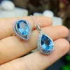 Bagues de grappe Topaze bleue naturelle Bague Pendentif 925 Argent Femmes Super Brillant Atmosphère De Luxe Banquet Bijoux Essentiels