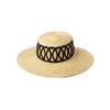 Chapéus de palha de largura Chapéu de palha de palha de verão para mulheres Lace de fita de fita de queixo