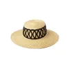 Cappelli a tesa larga Cappello di paglia Flat Top Paglietta estiva Per donna Uomo Nastro con lacci sottogola Moda sole Ladies Ourdoor Cap