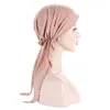 Ethnic Clothing Women Muslim Hijab Cancer Chemo Solid Color Hat Turban Cap Cover Hair Loss Head Scarf Wrap Pre-Tied Lady Headwear Strech