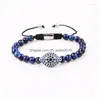 Filo di perline di alta qualità di lusso blu zirconia pietra fascino occhio braccialetto in acciaio inossidabile Rame braccialetto dell'amicizia set regalo di gioielli da uomo Dhgpf