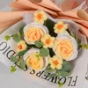 Dekorativa blommor Mors daggåvor Rose virkning Flower Creative Sticked Bouquet Wedding Party Decoration Handgjorda valentin