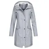 Femmes Trench-Coats Mode Femmes Solide Couleurs En Plein Air Coupe-Vent À Manches Longues À Capuche Imperméable Coupe-Vent Veste Manteau De Pluie Outwear Casaco # G3