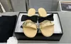 High Edition Pearl Flip-Flops Women's 2023 New Bow Flat Metal z Flip-Flops Resort Flip-Flops