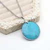 Chaînes Pierre Naturelle Chaîne En Acier Inoxydable Bleu Turquoise Géométrique Coeur Charme Goutte D'eau Pendentif Collier Femmes Casual Cadeau Quotidien