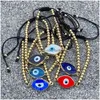 Beaded Strand 10Pcs 2023 Fashion Elegant Women Lucky Eye Bracelet With Golden Plated Beads Turkey Glass Eyes Handmade Adjustable Ban Dhqiz