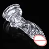 Transparent Crystal Kirin Shape Anal Plug Top Liquid Silicone Realistic Dildos Butt Anus Vagina Dual Purpose G-Spot AV Magic Wand Orgasm Lady Lesbian Gay Sexual Toys