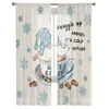Curtain Coffee Gnome Snowflake Winter Chiffon Sheer Curtains For Living Room Bedroom Decoration Window Tulle Drapes
