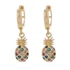 Halskette Ohrringe Set Design Ananas für Frauen Boho Vintage Gold Ohrring Tropfen bunte Kristalle Anhänger Statement