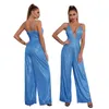 sequins one piece jumpsuit women spaghetti strap deep v neck club wear jumpsuits