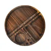 Tillbehör Rundform av trä rullande bricka hushållsrökning med spår diameter 218 mm naturligt trä tobaksrullar cigarett dh5em