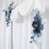 Dekorative Blumen 2 teile/satz Künstliche Blume Retro Dunst Blau Bühne Hintergrund Hochzeit Bogen Dekoration Ecke Prop