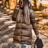 Kvinnor Down Yana Fashion Solid Loose Hooded Parkas Women Elegant Winter Zipper Löstagbara rockar En linje Långa bomullsjackor Damer