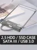 Höljet Heoriady 2,5 tum HDD -fodral SATA 3.0 till USB 3.0 5 Gbps 4TB HDD SSD -kapsling Stöd UASP HD Extern hårddisk Box White White White White