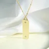 Подвесные ожерелья Sunsll Design Gold/Silver Long Tag Ожерелье 18K настоящий золото, покрытый латунь с цирконом моды, ювелирные изделия