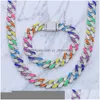 Braccialetti con ciondoli 2022 Hip Hop di alta qualità Colorf Glaze Drop Catena cubana Arcobaleno per le donne Ragazze Gioielli da sposa di moda Regali Consegnare Dhgbp