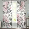 Curtain Bouquet Flowers Roses Window Tulle Curtains For Living Room Bedroom El Luxury Decoration Sheer