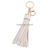 Schlüsselanhänger Lanyards Hohe Qualität Pu Quaste Schlüsselbund Für Frauen Beige Schwarz Blau Tasche Pendents Auto Schlüssel Ring Geschenke Drop Lieferung mode Dhiox