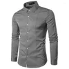 Chemises décontractées pour hommes mode hommes chemise printemps automne hommes couleur unie à manches longues mâle mince marque vêtements USA taille