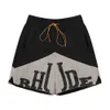 Дизайнерская короткая мода повседневная одежда пляжные шорты американская мода Rhude Color Contrast панель с печеной школьники баскетбол шорты повседневная сетка FivePoi
