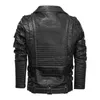 Automne rue hommes noir revers cou en cuir véritable moto vestes Multi poche fermeture éclair Punk Biker veste en cuir