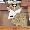 Luxury Baby Tracksuits Kids T-Shirt Set Child Suits 2st Splice Design Lapel T-Shirt och Cross Stripe Design Shorts #Multiple Product