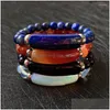 Bracelet en perles de pierre naturelle Bracelet en perles de pierre naturelle Quartz rose Lapis Agates Opale Obsidienne Cristal Rec Bar Charmes Bracelets Reiki Healing Dro Dhrld