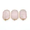 Colares pendentes Moda Moda Rose Quartz Natural Stone Double Hole Connector Charms para Jóias Diy Colar de pulseira de jóias Acessório de cristal rosa