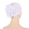 Scarves Pure Color Milk Silk Pan Flower Hat Muslim Stretch Toe Cap Dubai Arab Women's Turban Beanie Fashion