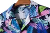 Camisas informales para hombre, camisa hawaiana con flores de viento en la playa, estampado de verano 2023 para hombres, camisetas de hojas festivas de gran tamaño