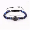 Kralen streng hoogwaardige luxe blauwe zirkonia stenen oog charm roestvrij staal armband rame vriendschap armband set mannen sieraden cadeau dhgpf