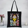 Borse per la spesa Puella Magi Madoka Magica Borsa tote Design originale Nero Borsa da viaggio eco pieghevole unisex in tela