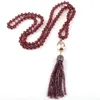 Pendant Necklaces MOODPC Fashion Bohemian Tribal Jewelry Glass Crystal Long Knotted Drop Link Tassel Necklace